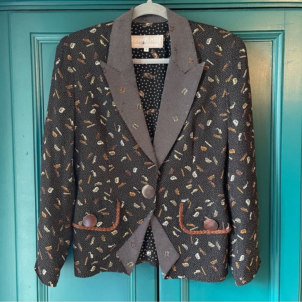 Vintage eccentric musical blazer Platinum Petites by Dorothy Schoelen
